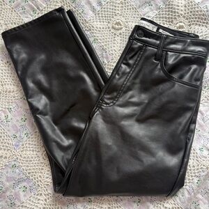 Abercrombie & Fitch faux leather wide leg pants